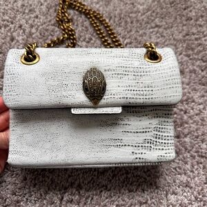 Kurt Geiger White Textured Mini Bag with Gold Chain